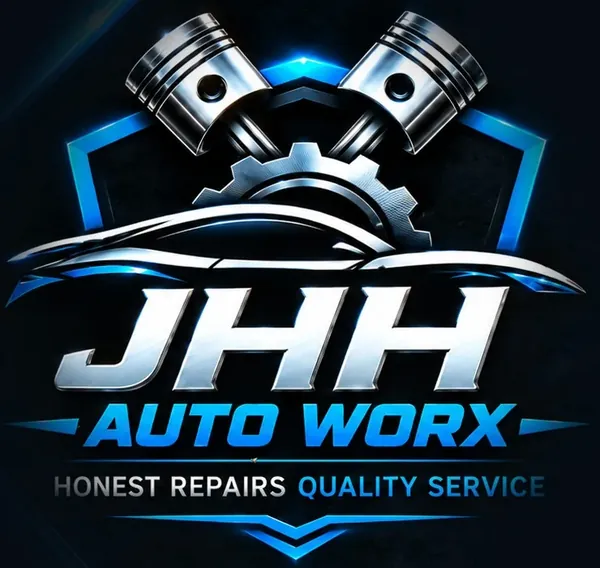 JHH Auto Worx emblem: crossed pistons over a gear, with the words Honest Repairs Quality Service